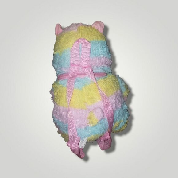 Rainbow lama  Alpaca Plushie Backpack 14" x 9" - Picture 3 of 6